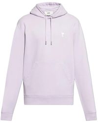 Ami Paris - Hoodies & Sweatvesten ,Paars ,Katoen Sweatshirt Met Logo - Lyst