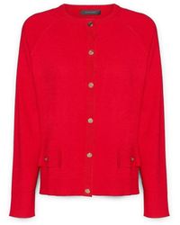 Elena Miro - Kurze Strickjacke Mit Monogramm-Knöpfen - Lyst