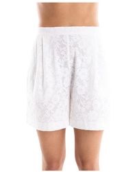 Marella - Korte Broeken ,Wit ,Katoen Comica Shorts - Lyst