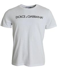 Dolce & Gabbana - Magliette bianca con stampa logo collo rotondo - Lyst