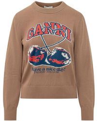 Ganni - Round-Neck Knitwear - Lyst