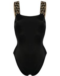 Versace - Costume Intero Con Bordo Greca-Donna - Lyst