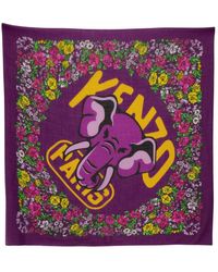 KENZO - Wollschal mit floralem elefantendruck - Lyst