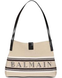 Balmain - Release Kleine Tote Bag Aus Canvas Und Leder - Lyst