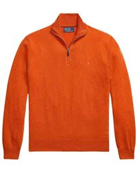 Polo Ralph Lauren - Geborduurd Logo Half-Zip Trui - Lyst
