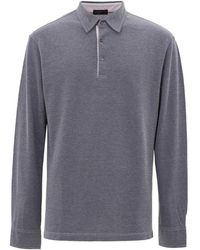 Corneliani - Tops ,Blauw ,Katoen Polo Shirt Met Lange Mouwen - Lyst
