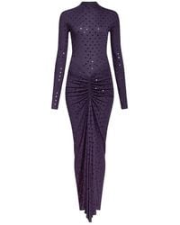 Alaïa - Draped Fluid Strass Jersey Dress - Lyst