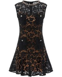 Self-Portrait - Kleedjes ,Zwart ,Katoen Lace Crystal Mini Dress - Lyst