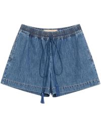Valentino - Korte Broeken ,Blauw ,Denim Denim Chambray Shorts - Lyst
