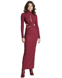 Amazuìn - Lange Jurk Met Opstaande Kraag En Gekruiste Draperie - Lyst