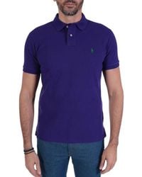 Ralph Lauren - Tops ,Paars ,Katoen Custom Slim Fit Piqué Polo Shirt - Lyst