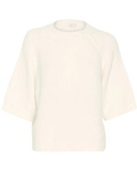 Kaffe - Truien & Vesten ,Wit ,Zachte Gebreide Cropped Trui Met Patroon - Lyst