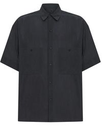 Uma Wang - Overhemden ,Blauw ,T-Shirt Met Korte Mouwen - Lyst