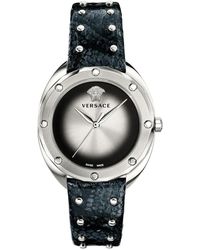 Versace - Accessoires ,Grijs ,Leer Shadov Watch - Lyst