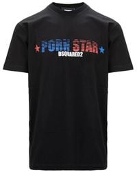 DSquared² - Tops ,Zwart ,Katoen Slip-On T-Shirt Met Print - Lyst