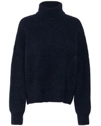 Gestuz - Truien & Vesten ,Blauw ,Wol Zachte Melange Rolhals Trui - Lyst