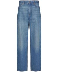 Valentino Garavani - Jeans a vita alta e vestibilità ampia in denim blu - Lyst
