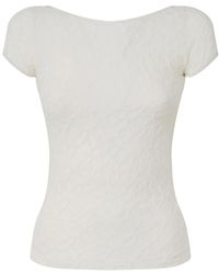 Pinko - Overhemden ,Wit ,Leer Witte Top Met Kant Op De Rug - Lyst