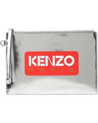 KENZO - Mirrored Leather Clutch Bag - Lyst
