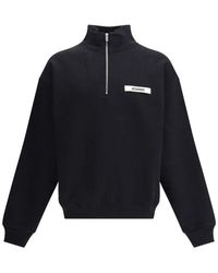Jacquemus - Hoodies & Sweatvesten ,Zwart ,Katoen Comfortabele Sweatshirt Met Rits - Lyst
