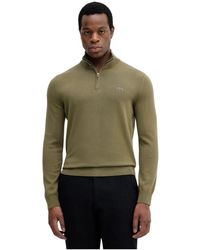 Lacoste - Gezipter Pullover Mit Hohem Kragen Aus Baumwolle - Lyst