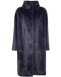 Herno - Jassen ,Blauw ,Zacht Imitatiebont Jasje - Lyst