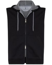 Brunello Cucinelli - Hoodies & Sweatvesten ,Zwart ,Katoen Zwarte Hoodie Sweater Jersey Katoen - Lyst