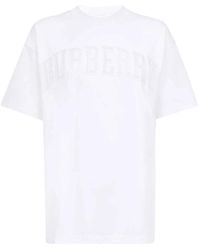 Burberry - Weißes t-shirt - regular fit - geeignet für alle temperaturen - 97% baumwolle - 3% elastan - Lyst