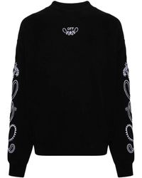 Off-White c/o Virgil Abloh - Schwarze pullover,schwarzer pullover mit pfeil-motiv,skate crewneck bandana schwarz weiß - Lyst