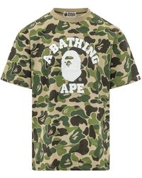 A Bathing Ape - Tops ,Groen ,Katoen 1St Camo College Tee - Lyst