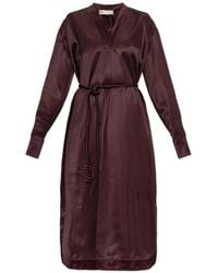 Tory Burch - Kleedjes ,Rood ,Satijn Satijnen Jurk Met Decoratief Trekkoord - Lyst