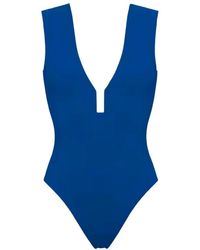 Eres - Badmode ,Blauw ,Diep V-Hals Badpak - Lyst