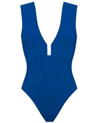 Eres - Badmode ,Blauw ,Diep V-Hals Badpak - Lyst