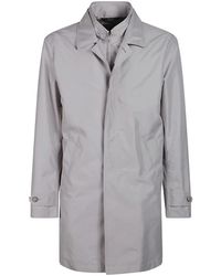 Fay - Jassen ,Grijs ,Leer Double Front Jas Voor De Ochtendstijl - Lyst