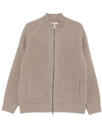 Altea - Taupe Gerippte Strickjacke Mit Reißverschluss - Lyst