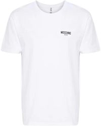 Moschino - T-shirt e polo bianche con stampa logo - Lyst