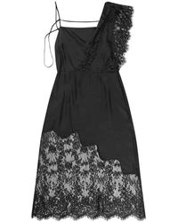Munthe - Kleedjes ,Zwart ,Elegante Zwarte Kanten Jurk - Lyst