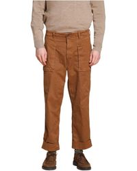 Mason's - Gabardine Cargo Broek Met Relaxte Pasvorm Bruin - Lyst