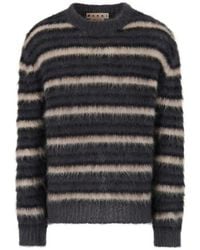 Marni - Gestreifter Mohair-Rundhalsausschnitt-Pullover - Lyst