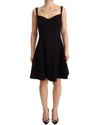 Dolce & Gabbana - Schwarz Fit Flare Wool Stretch Etuikleid - Lyst