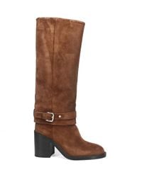 Alpe - Brauner wildleder blockabsatz stiefel - Lyst