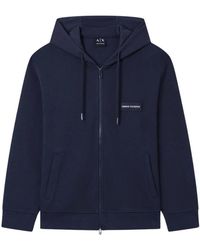 ARMANI EXCHANGE - Hoodies & Sweatvesten ,Blauw ,Katoen Full Zip Hooded Sweatshirt - Lyst