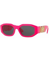 Versace - Aviator sonnenbrille in rosa mit getönten grauen gläsern - Lyst