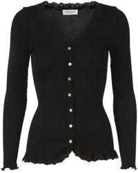 Rosemunde - Truien & Vesten ,Zwart ,Katoen Zwarte Cardigan Met Kant Details - Lyst