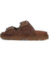 Mou - Schoenen ,Bruin ,Suède Bruine Bio Sandaal Met Gespen - Lyst