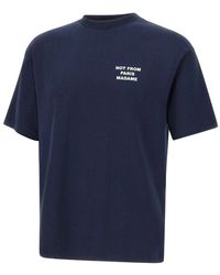 Drole de Monsieur - Tops ,Blauw ,Katoen Blauw T-Shirt Met Slogan Van Katoen - Lyst