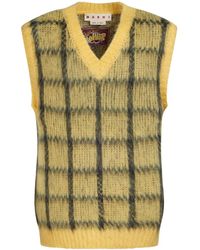 Marni - Mohair v-ausschnitt pullover mit gebürstetem karomuster - Lyst
