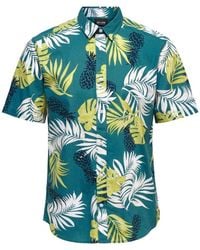 Only & Sons - Grünes Blumen Kurzarmhemd - Lyst