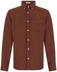 GANT - Regular Fit Garment-Dyed Linnen Overhemd - Lyst