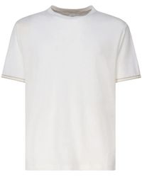Eleventy - Weiße leinen-baumwoll-t-shirt runder kragen - Lyst